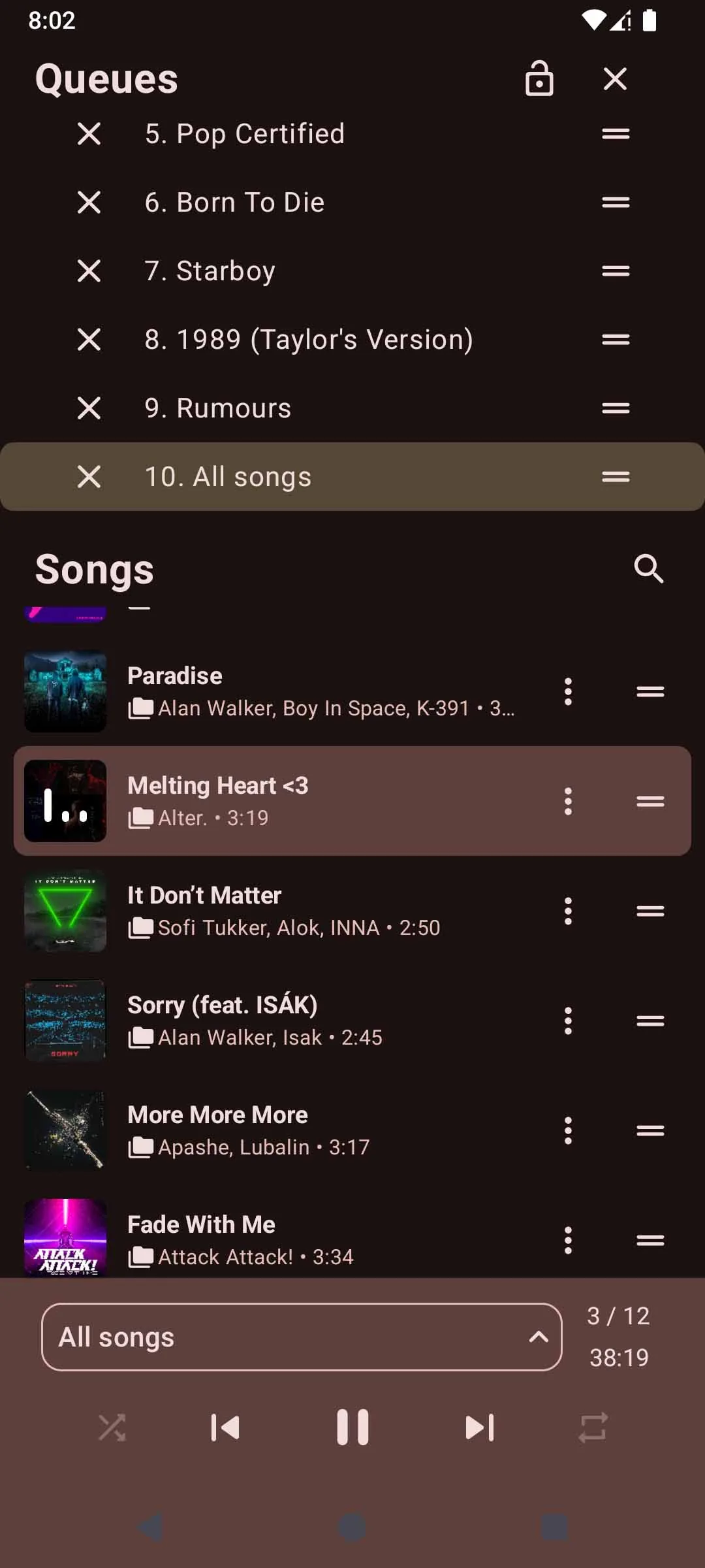 OuterTune multiple queues